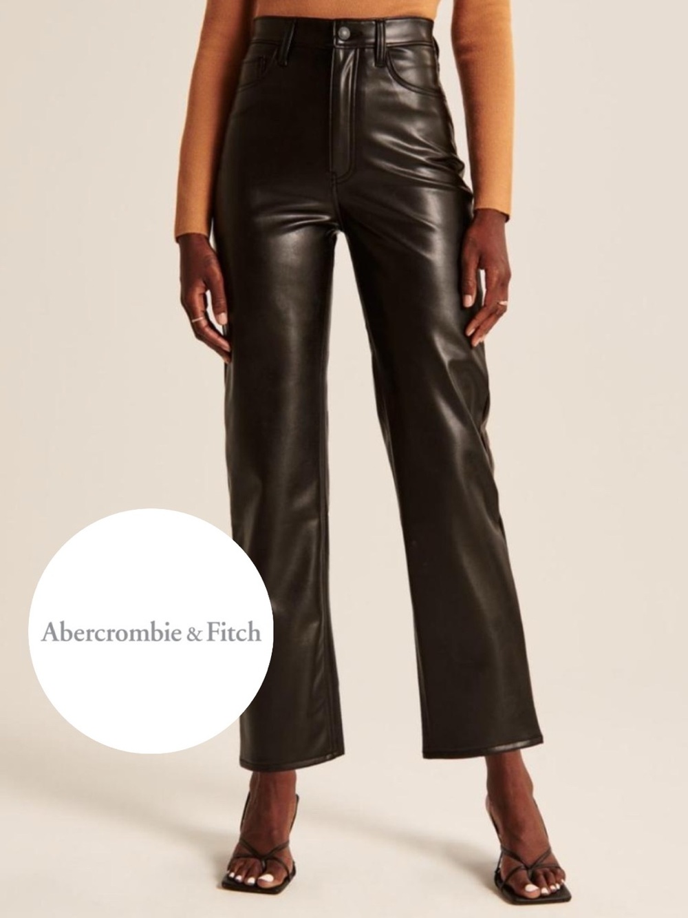 Abercrombie & Fitch 90s Strait Ultra High Rise Faux Leather Pant - Curve Love